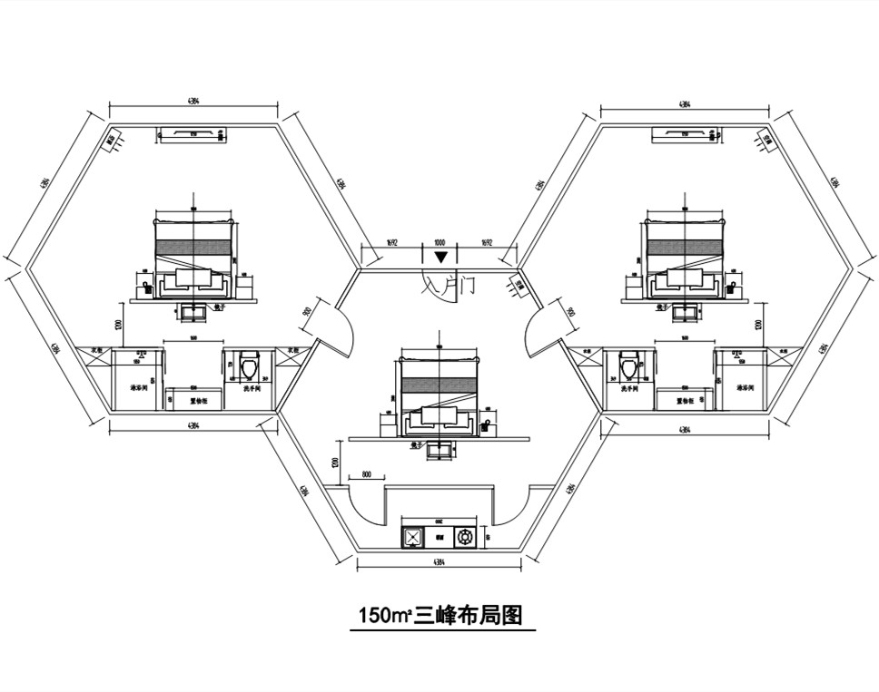 广州帐篷酒店-六边形品字三峰帐篷(图1)